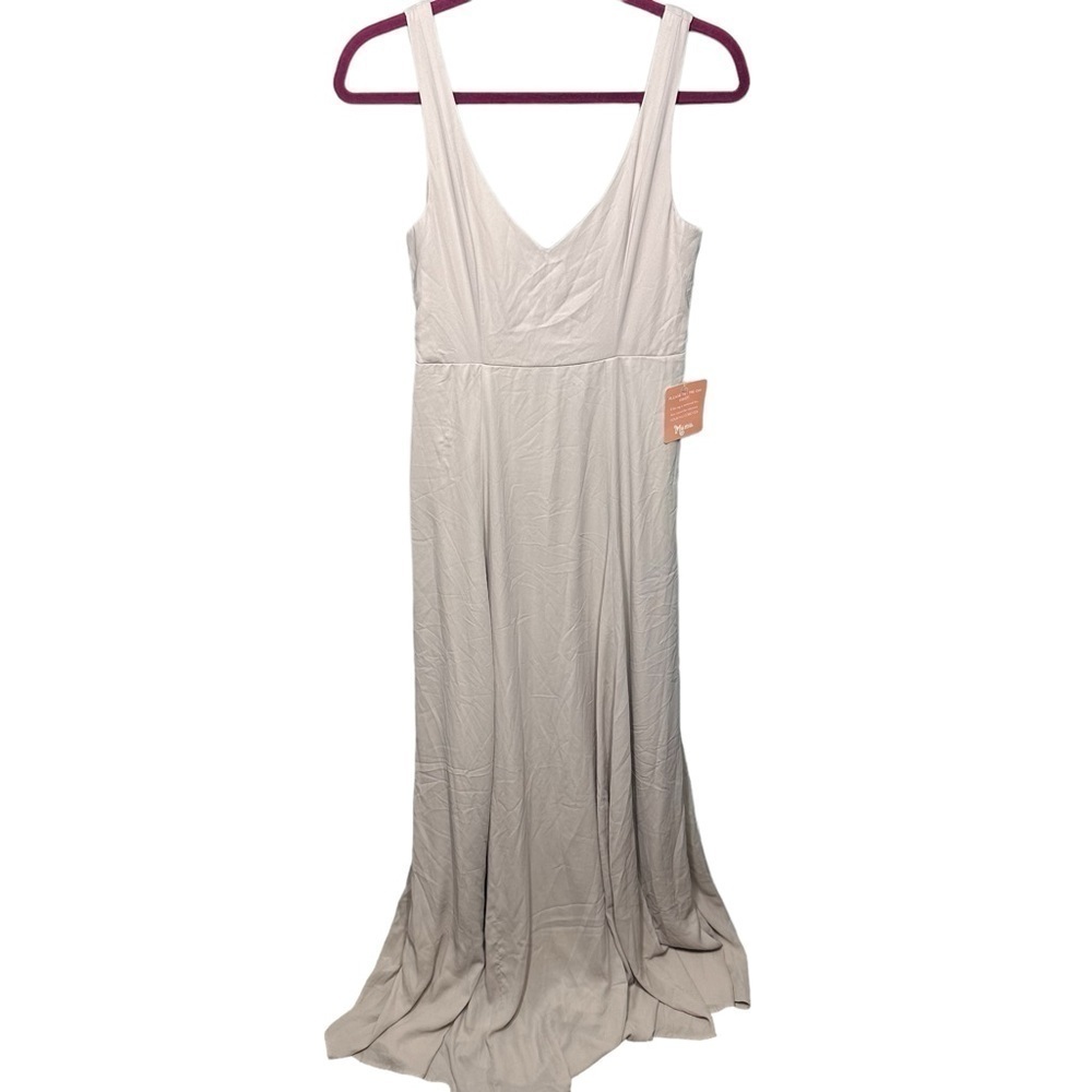 Show Me Your MuMu Jenn Plunge Vneck Maxi Dress Beige - Picture 2 of 7